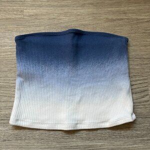 Hollister Co. Women's Blue and White Ombre Crop Tube Top